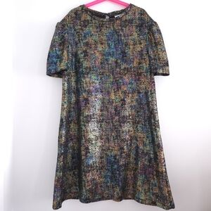 Zara Girls Iridescent Rainbow Metallic Short Sleeve Dress size 13-14